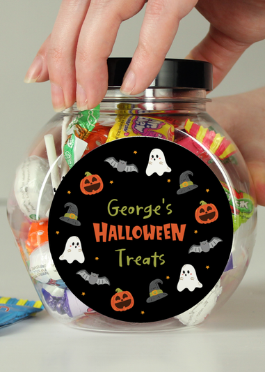 Personalised Memento Company Black Halloween Sweets Jar