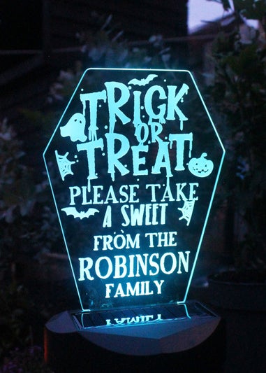 Personalised Memento Company Black Trick or Treat Halloween Solar Light