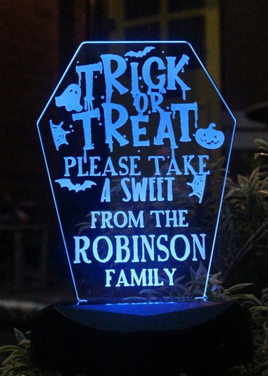 Personalised Memento Company Black Trick or Treat Halloween Solar Light