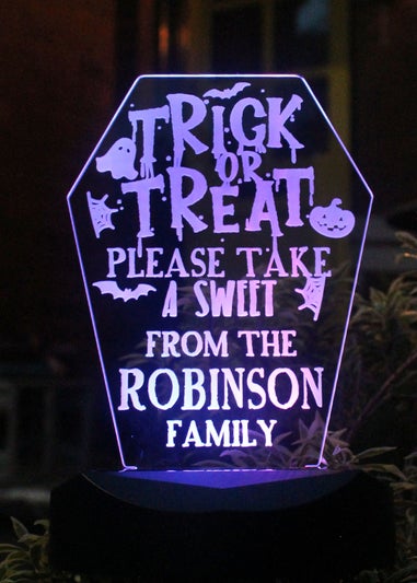 Personalised Memento Company Black Trick or Treat Halloween Solar Light