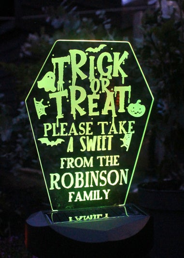 Personalised Memento Company Black Trick or Treat Halloween Solar Light