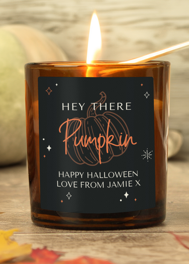 Personalised Memento Company Brown Pumpkin Amber Glass Candle