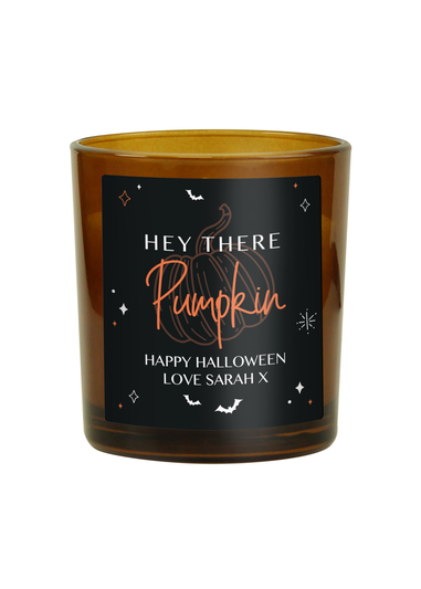 Personalised Memento Company Brown Pumpkin Amber Glass Candle