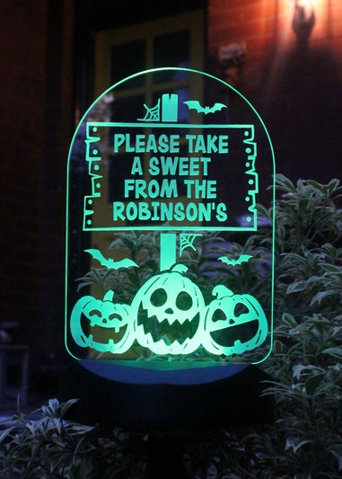 Personalised Memento Company Black Pumpkin Patch Halloween Solar Light