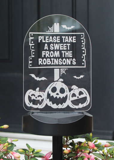 Personalised Memento Company Black Pumpkin Patch Halloween Solar Light