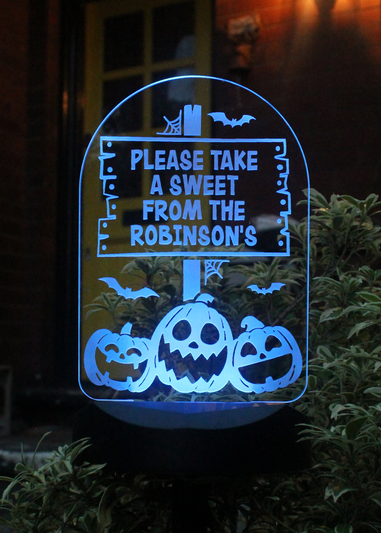 Personalised Memento Company Black Pumpkin Patch Halloween Solar Light