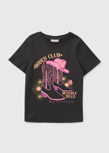 Girls Charcoal Rodeo Club T-Shirt (7-15yrs)