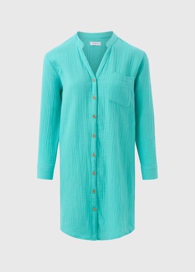 Turquoise Double Cloth Beach Shirt