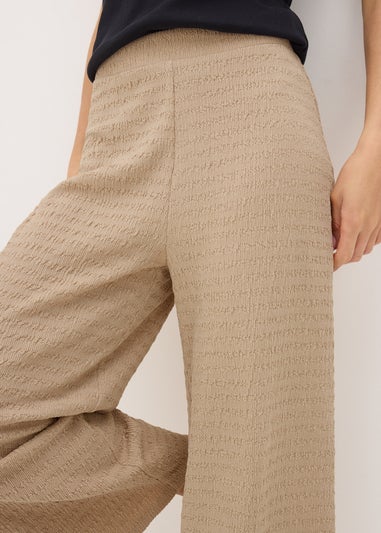 Stone Textured Cropped Wide Leg Trousers