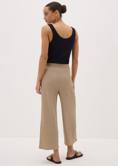 Stone Textured Cropped Wide Leg Trousers