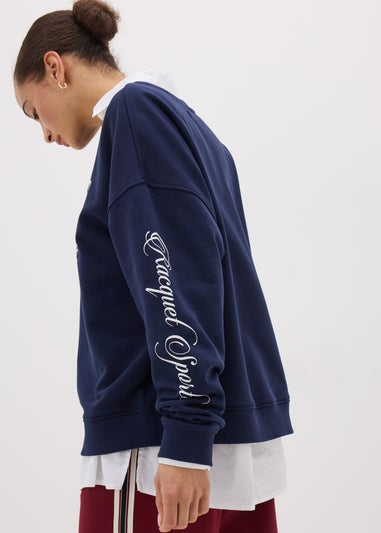 Navy Tennis Slogan Sweatshirt