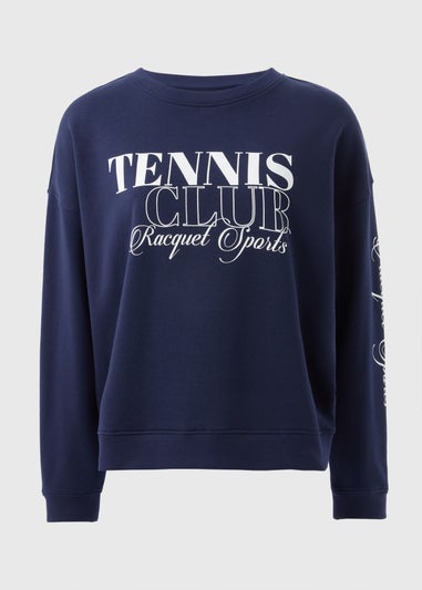 Navy Tennis Slogan Sweatshirt