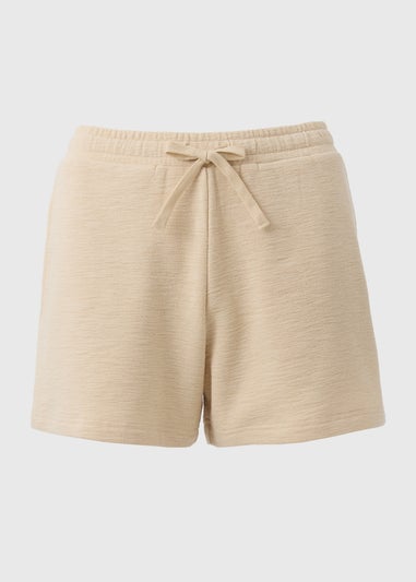 Cream Textured Shorts