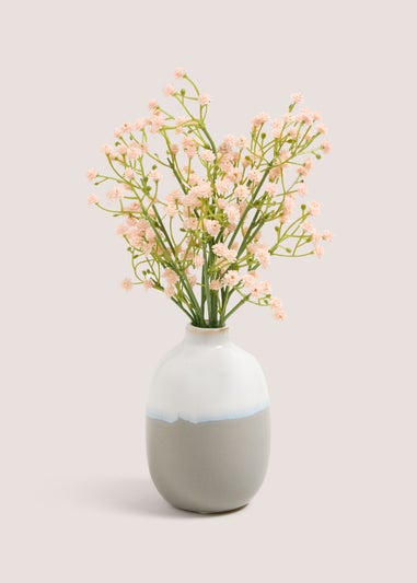 Pink Faux Flowers In Grey Reac Pot