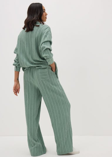 Et Vous Sage Green Textured Co Ord Wide Leg Trousers