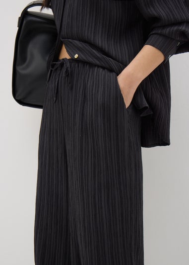 Et Vous Black Textured Co Ord Wide Leg Trousers