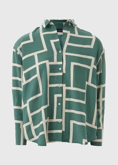 Et Vous Khaki Geometric Print Co Ord Shirt