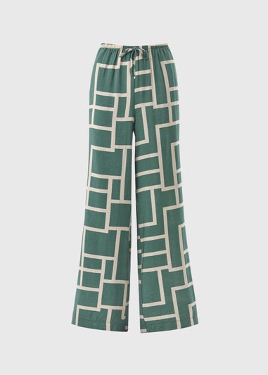 Et Vous Khaki Geometric Print Co Ord Wide Leg Trousers