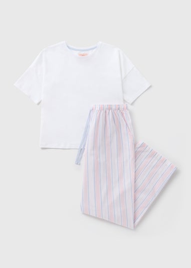 Pink T-Shirt & Stripe Bottoms Pyjama Set