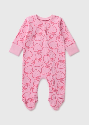 Baby Pink Strawberry Sleepsuit (Newborn-18mths)