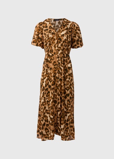 Et Vous Leopard Print Midi Tea Dres