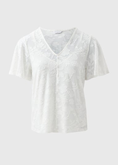 White Floral Angel Sleeve T-Shirt