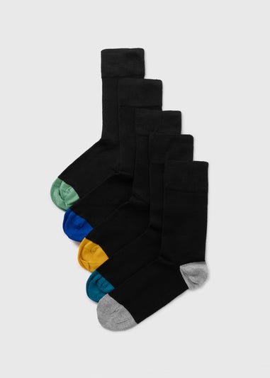 Flexi Top 5 Pack Black Coloured Toe Socks