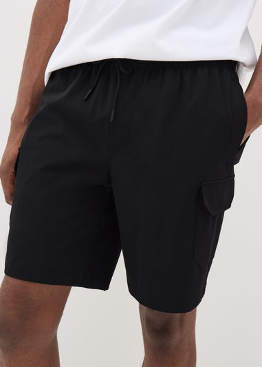 Black Smart Cargo Shorts