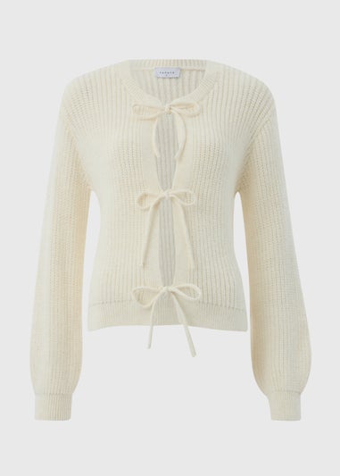 Cream Multi Tie Front Cardigan