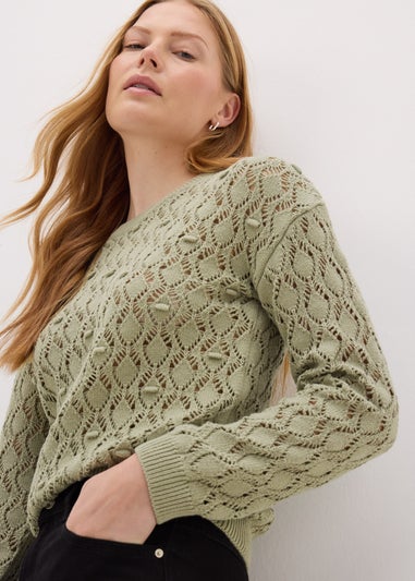 Khaki Bobble Stitch Jumper