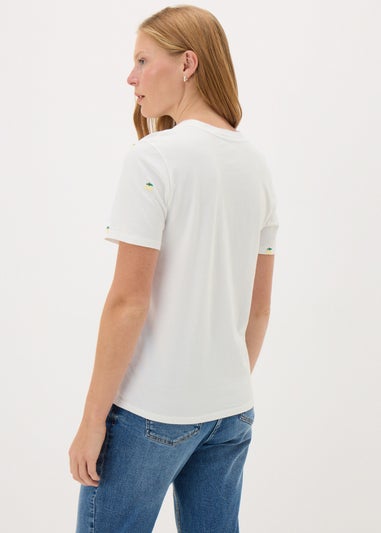 White Embroidered Lemons T-Shirt