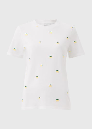 White Embroidered Lemons T-Shirt