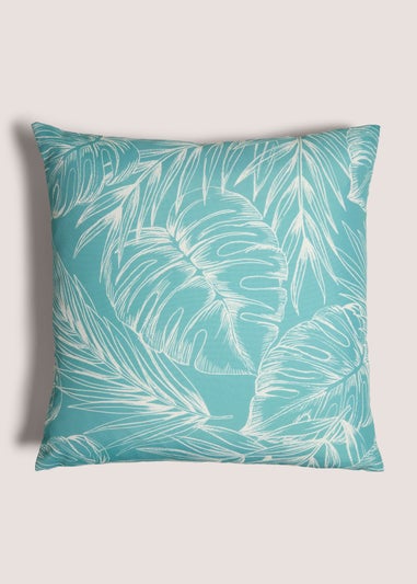 Turquoise Palm Leaf Cushion