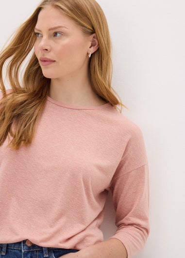 Pink Linen Blend Top