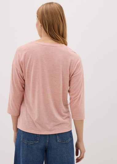 Pink Linen Blend Top