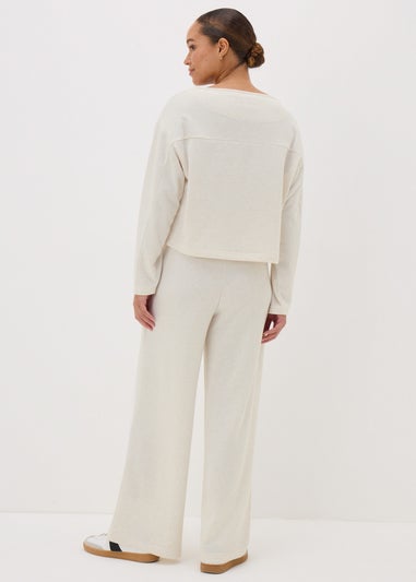 Oatmeal Wide Leg Jogging Bottoms