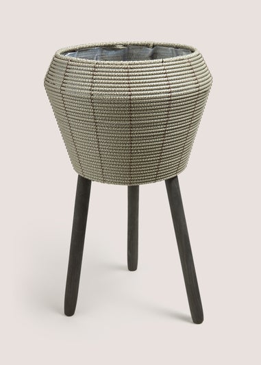 Grey Woven Large Planter