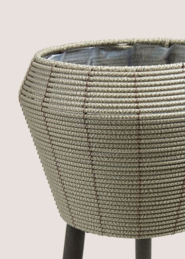 Grey Woven Large Planter