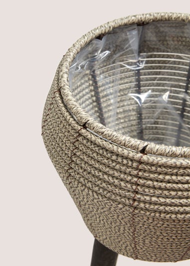 Grey Woven Small Planter