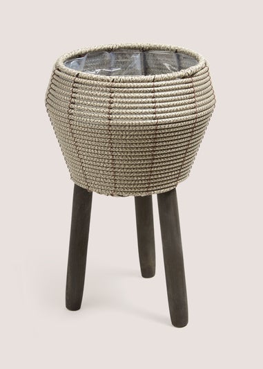 Grey Woven Small Planter