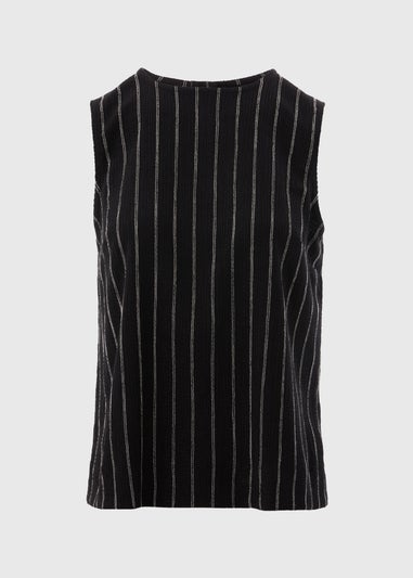 Black Stripe Button Back Co Ord Vest