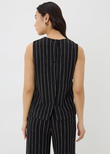 Black Stripe Button Back Co Ord Vest