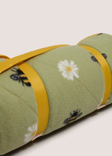 Green Quilted Bee Picnic Blanket