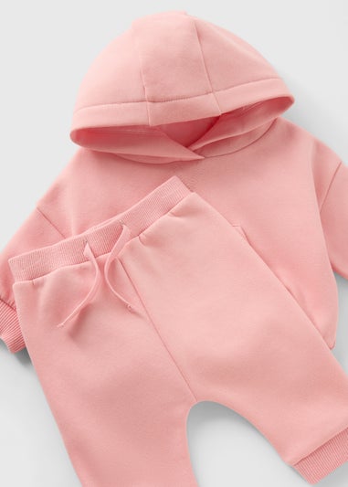 Baby Pink Hoodie & Jogging Bottom Set (Newborn-23mths)