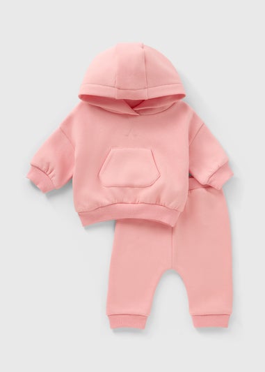 Baby Pink Hoodie & Jogging Bottom Set (Newborn-23mths)