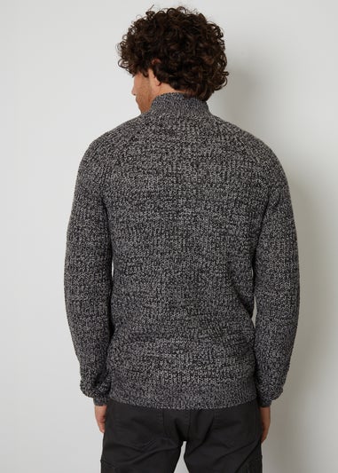 Threadbare Charcoal Zip Through Funnel Neck Cardigan