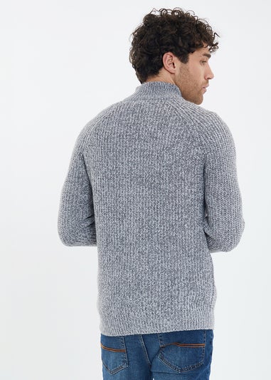 Threadbare Light Grey Zip Through Funnel Neck Cardigan