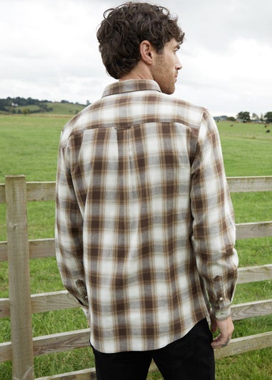 Threadbare Chocolate Mens Chocolate Flannel Check Long Sleeve Shirt