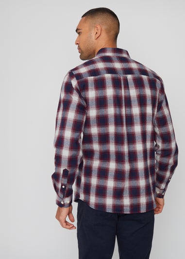 Threadbare Burgundy Brushed Cotton Long Sleeve Check Shirt