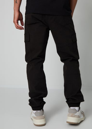 Threadbare Black Jogger Style Cargo Trousers with Stretch